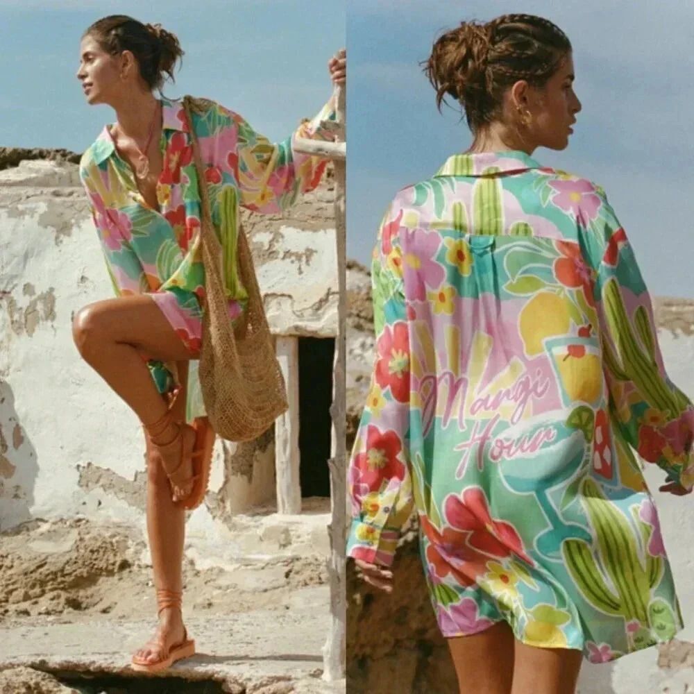 Free People Spell Margi Hour Shirt Dress Size Medium NWOT $199 - Picture 11 of 14